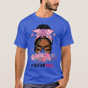 Black Women Girl Wear Pink Breast Cancer Awareness T-Shirt