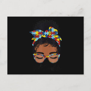 Black Women Girls Autistic Autism Awareness Mom Li Postcard