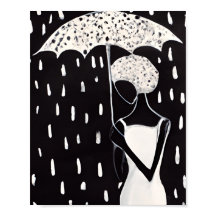 BLACK WOMEN IN THE RAIN WITH AN  UMBRELLA 