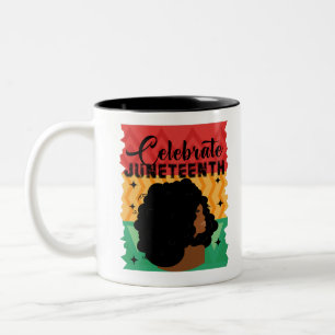 Black Women Juneteenth Celebrate Indepedence Day Two-Tone Coffee Mug