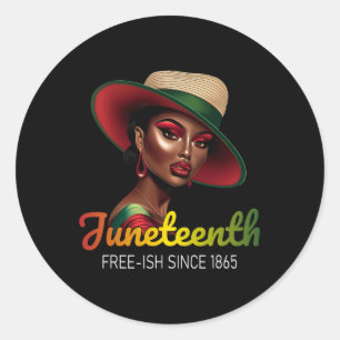Black Women Juneteenth Celebrating Black Freedom D Classic Round Sticker