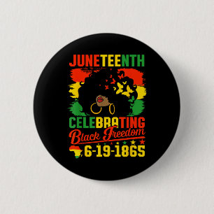 Black Women Juneteenth Flag Celebrating Black Free 2 Inch Round Button