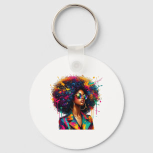 Black Women Melanin Queen Strong Afro African Drip Keychain