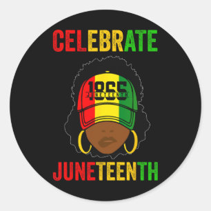 Black Women Messy Bun Juneteenth Celebrate Indepen Classic Round Sticker