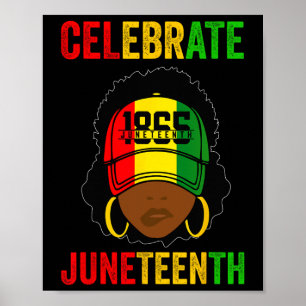 Black Women Messy Bun Juneteenth Celebrate Indepen Poster