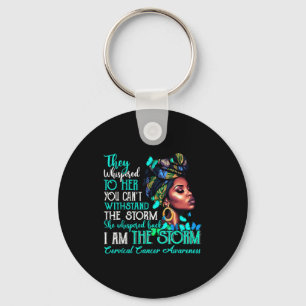 Black Women Motivation Suprt Cervical Cancer Aware Keychain