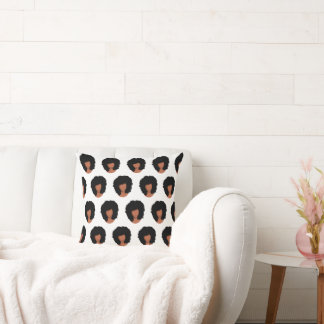 Black Women, Natural Hair Afro Pattern Throw Pillow