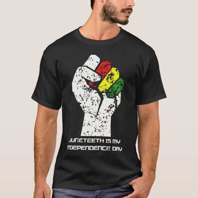Black Women Natural Hair Afro Word Art Juneteenth T-Shirt (Front)