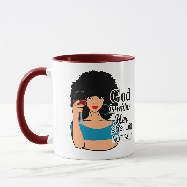 Black Women ,Natural Hair , God is in her,She will Mug (Left)