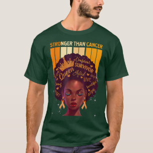 Black Women Queen Stronger Than ADHD Orange Ribbon T-Shirt