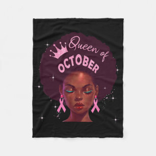 Black Women Queen Stronger Than Breast Cancer Pink Fleece Blanket