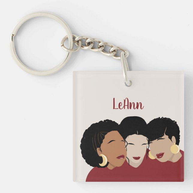 Black Women, Sister Friends Keychain (Front)