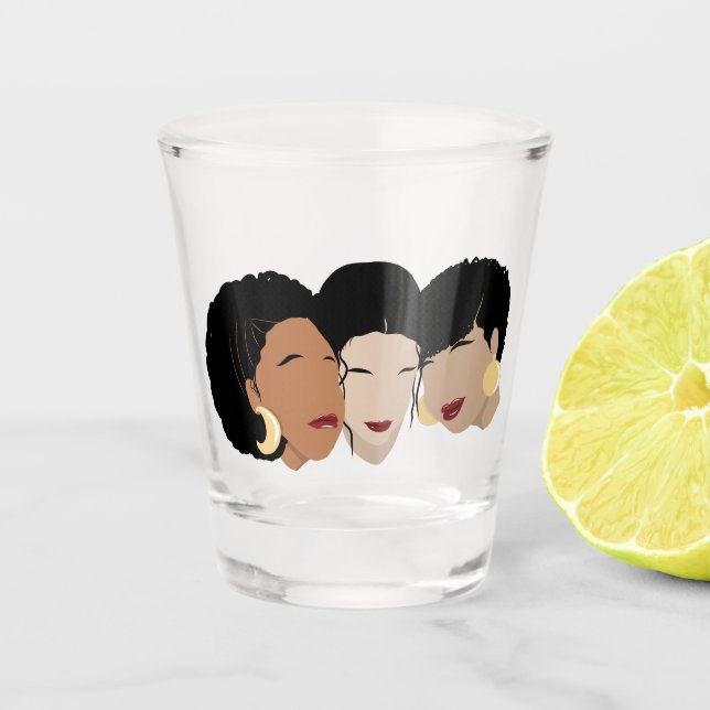 Black Women, Sister Friends Shot Glass (Front)