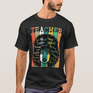 Black Women Teacher Afro Retro Black History Month T-Shirt