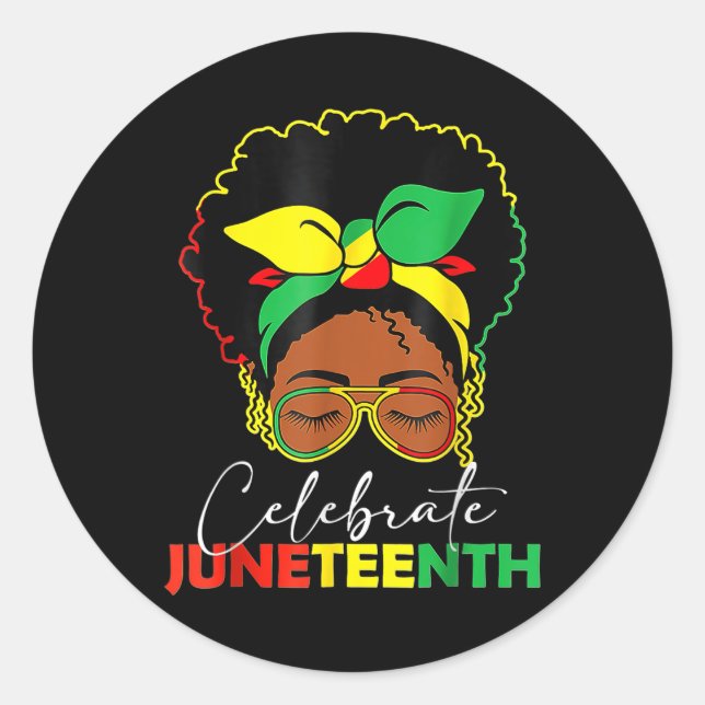 Black Womens Juneteenth Celebrate  Classic Round Sticker (Front)