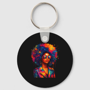 Black Womens Queen Afro African Melanin Dripping G Keychain