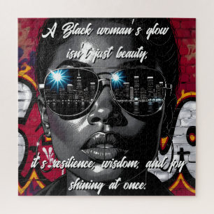 Black Women's Quote   City Skyline in Sunglasses Jigsaw Puzzle