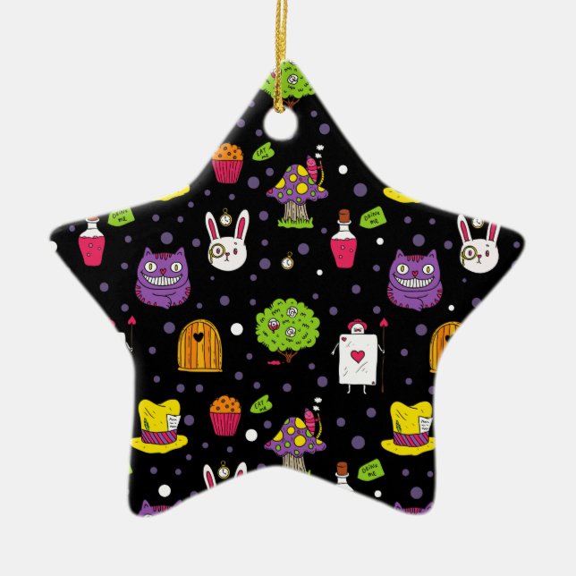 black Wonderland Ceramic Ornament (Front)