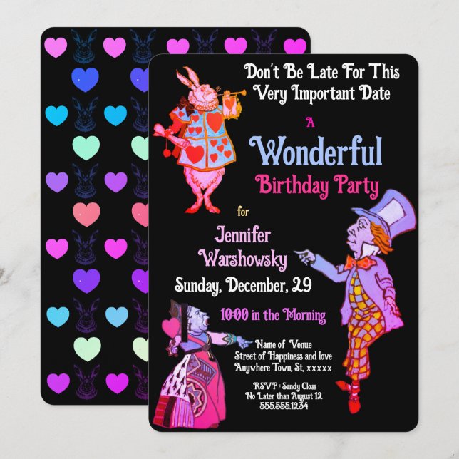 Black Wonderland Merveilleuse Invitation de mercre (Devant / Derrière)