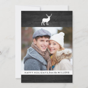 Black Wood and White Stag   Holiday Photo Card