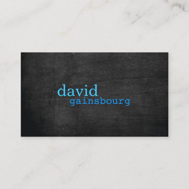 Black Wood Blue Typography Business Card (Front)