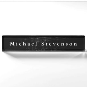 Black Wood Effect Elegant Modern Desk Nameplate
