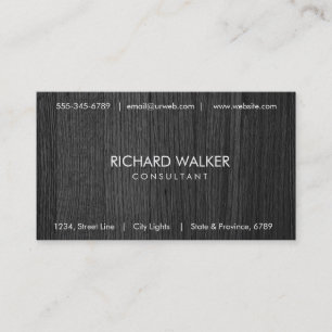 Black Wood Elegant Modern Professional White Business Card