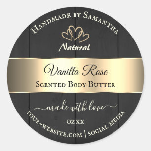 Black Wood Grain Gold Decor Product Labels Hearts