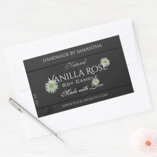 Black Wood Grain Product Packaging Labels Daisies