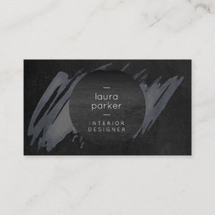 Black Wood Gray Watercolor Splatter  Modern Business Card