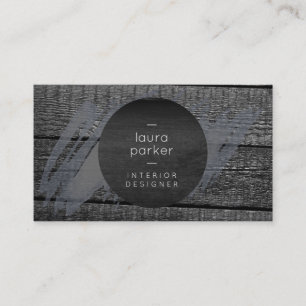 Black Wood Grey Watercolor Splatter Modern Business Card