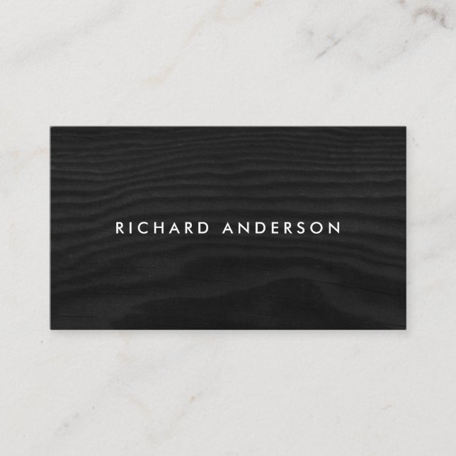Black wood modern minimal business cards (Front)