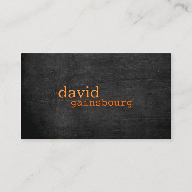 Black Wood Orange Typography Business Card (Front)