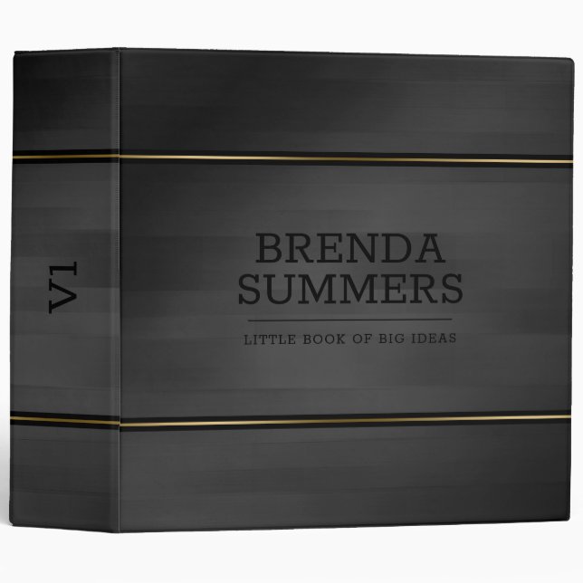 Black wood stripes gold accent binder (Front/Spine)