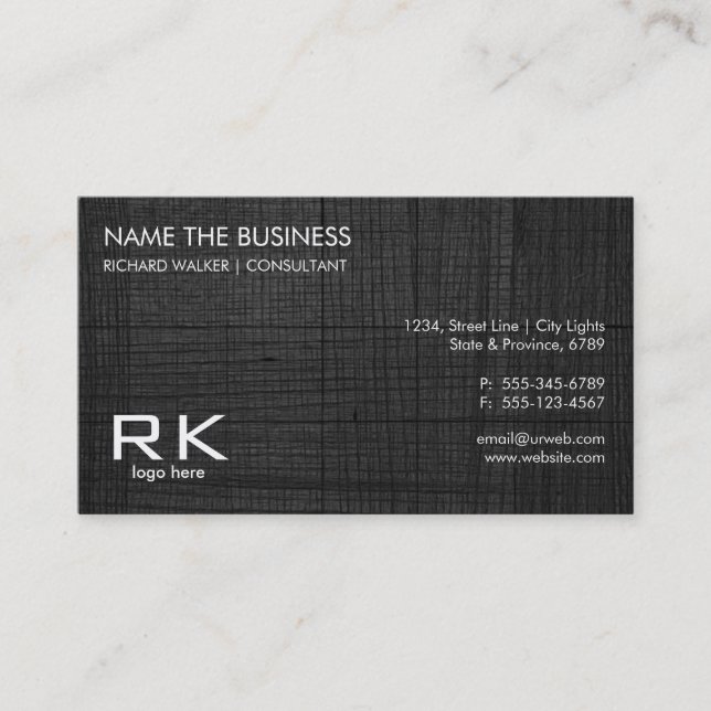 Black Wood Texture  Elegant Professional Attorney Business Card (Front)