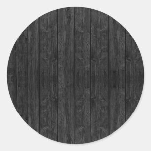 Black Wood Wall Texture Structure Classic Round Sticker