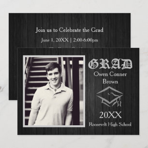Black Wood with Cap - Graduation Announcement