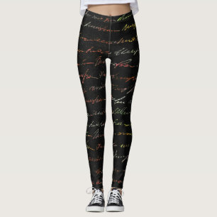 Black wool look with colourful writing  leggings