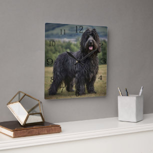 Black Woolly Bergamasco Sheepdog, Square Wall Clock