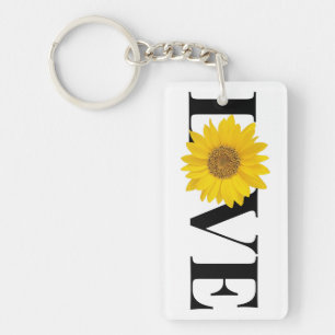 Black Word "Love" with Sunflower Keychain