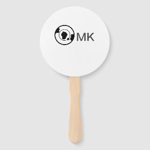 Black world globe add name monogram travel details hand fan