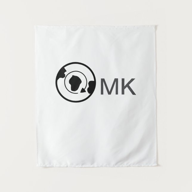 Black world globe add name monogram travel details tapestry (Front)