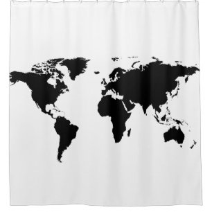 black world map on white