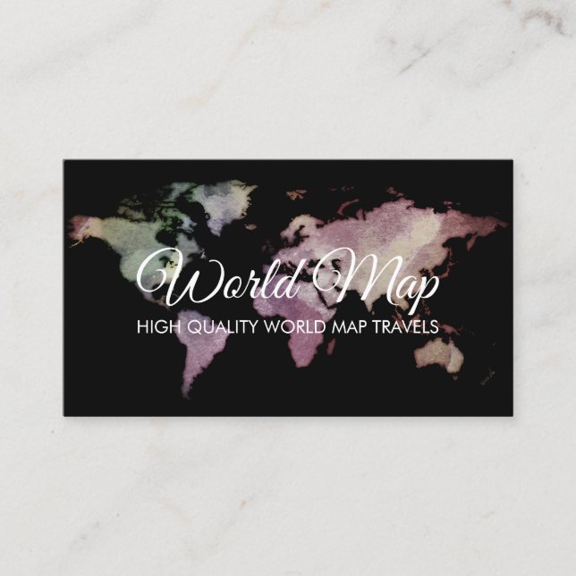 Black World Map Trip Globe Travel Agent Business Card (Front)