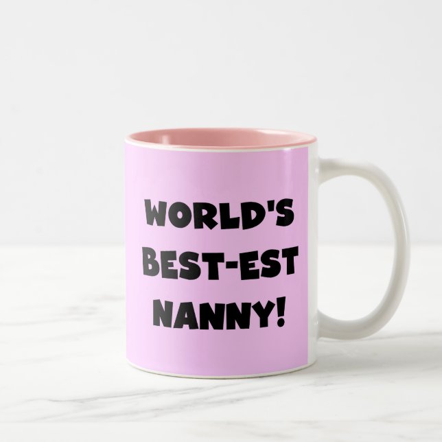 Black World's Best-est Nanny T-shirts and Gifts Two-Tone Coffee Mug (Right)