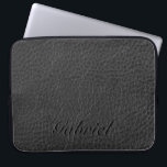 Black Worn-Out Fox Leather Look Monogram Laptop Sleeve<br><div class="desc">Elegant worn-out fox leather look with customizable and optional monogram. Available on many product and can be requested on any products offered by Zazzle.</div>