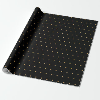 Black Wrapping Paper with Gold Polka Dots