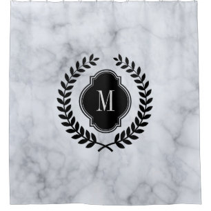Black Wreath Crest & Grey Marble Stone Texture
