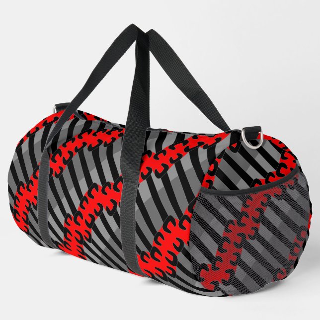 Black Wrench Pattern  Duffle Bag (Right Corner)