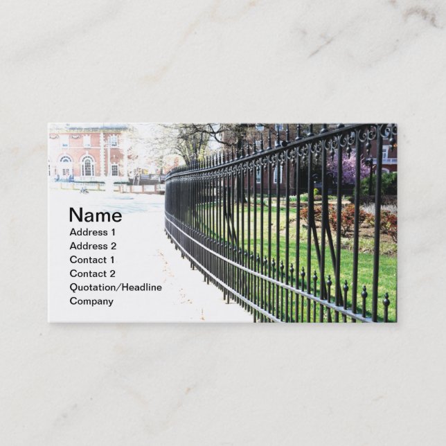 black wrought iron fence business card (Front)